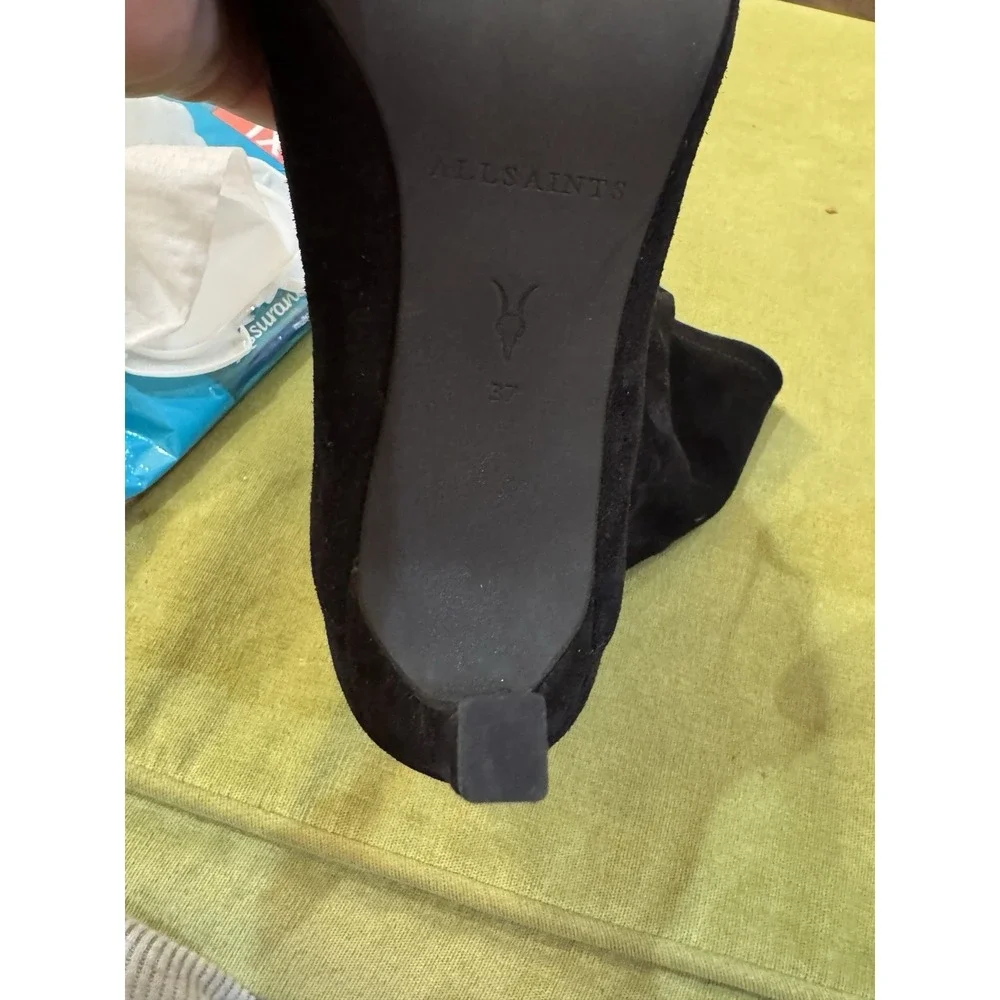 AllSaints Orlana Pointed‎ Toe Boot in Black Suede Women's Size 7 New Without Box